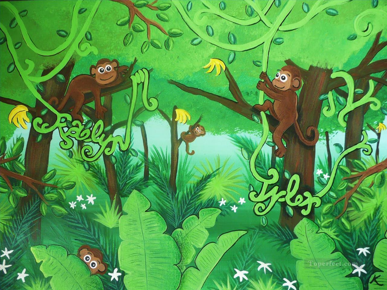 Cartoon grünen Affen Ölgemälde